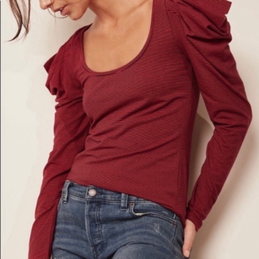 Free People Puffed Sleeve Penelope Long Sleeve Top Sz XS
